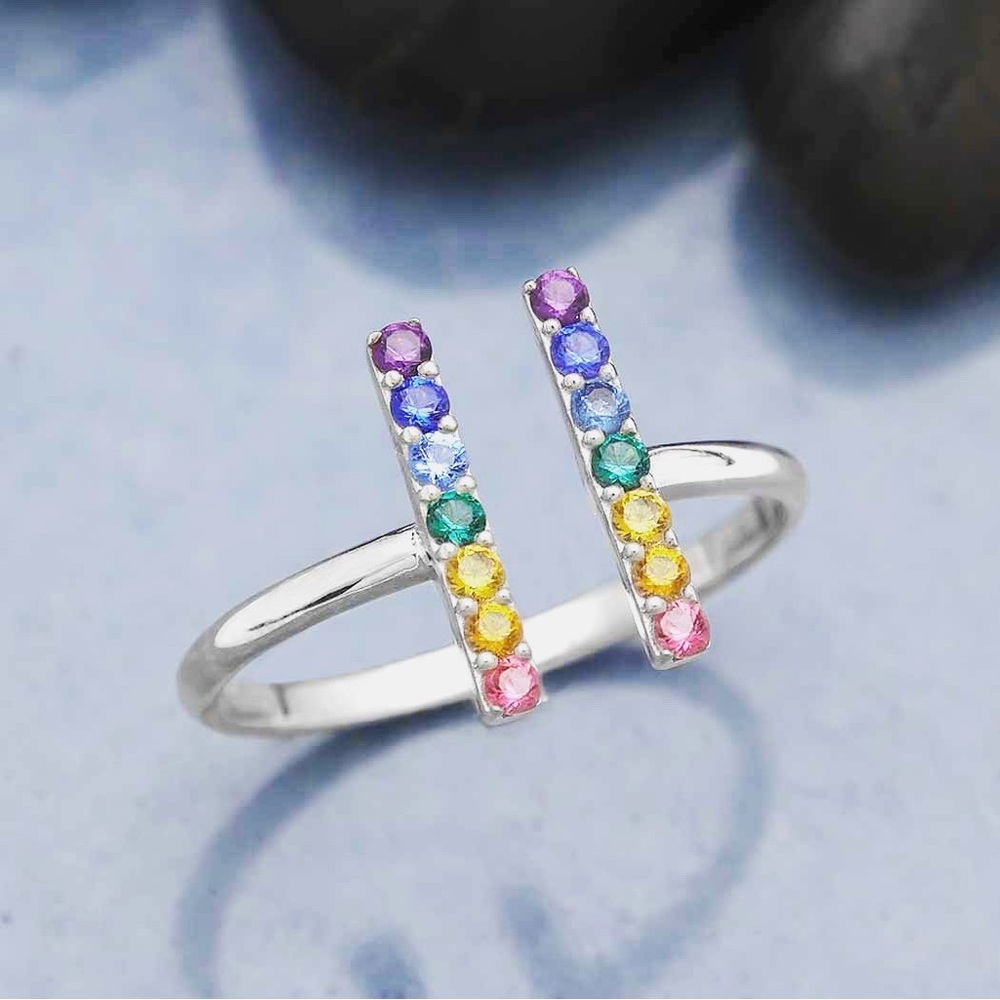 Sterling Silver Adjustable Rainbowring - image 1